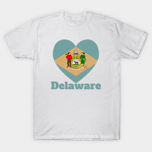 Delaware Heart Flag T-Shirt by Queen 1120